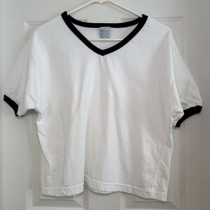 Boxer a la Carte V-Neck Boxy Crop Cotton Top Size M